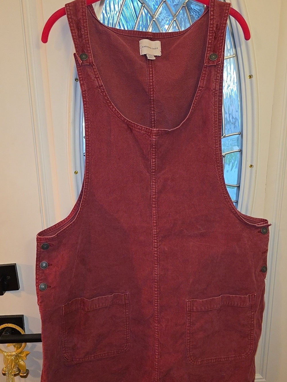 American Eagle Outfitters Women's Wine Red Corduroy Pinafore Jumper